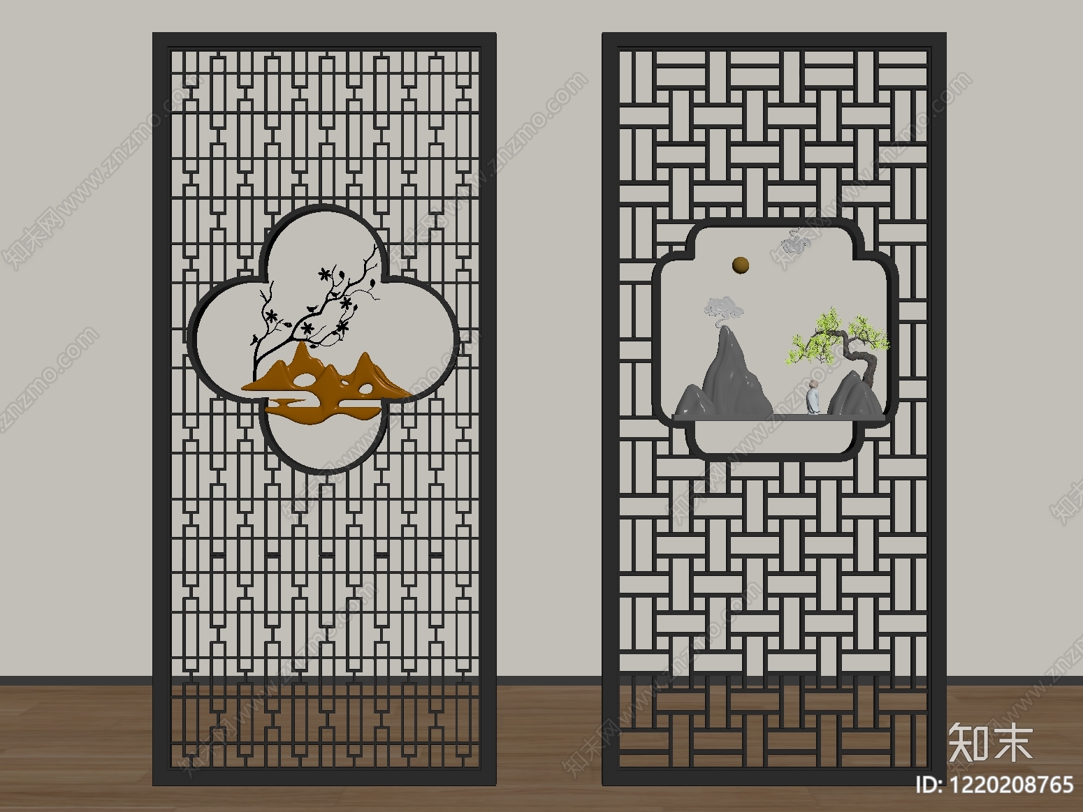 新中式隔断SU模型下载【ID:1220208765】