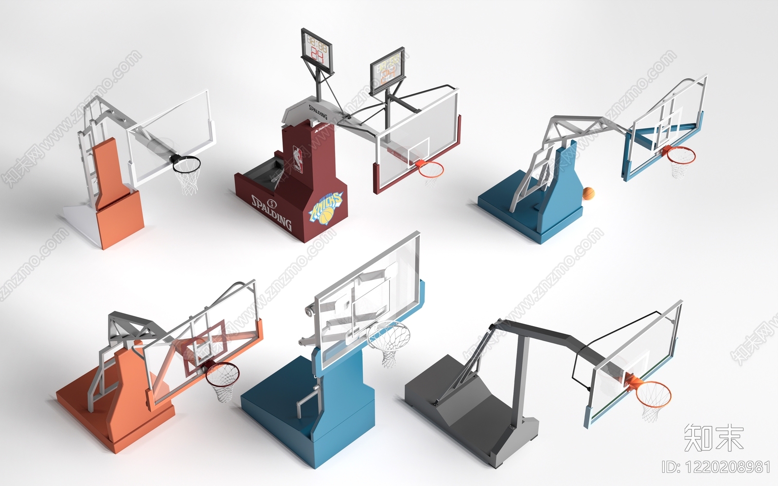 现代主义篮球场3D模型渲染效果图