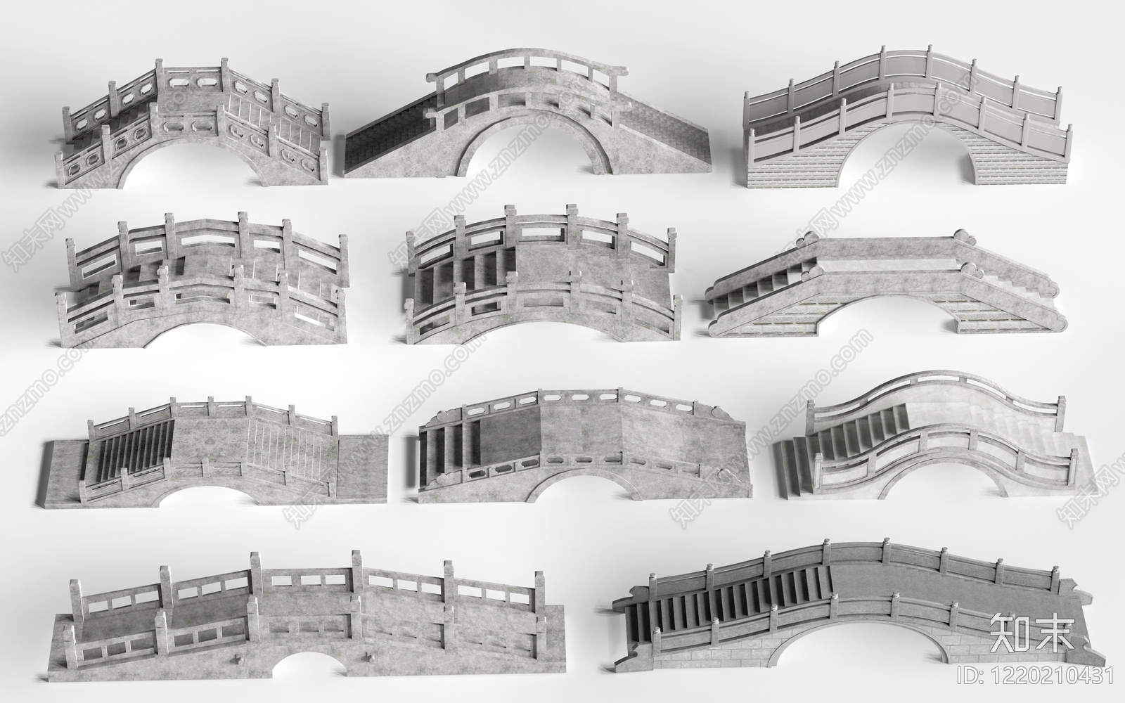 新中式景观景观桥3D模型渲染效果图