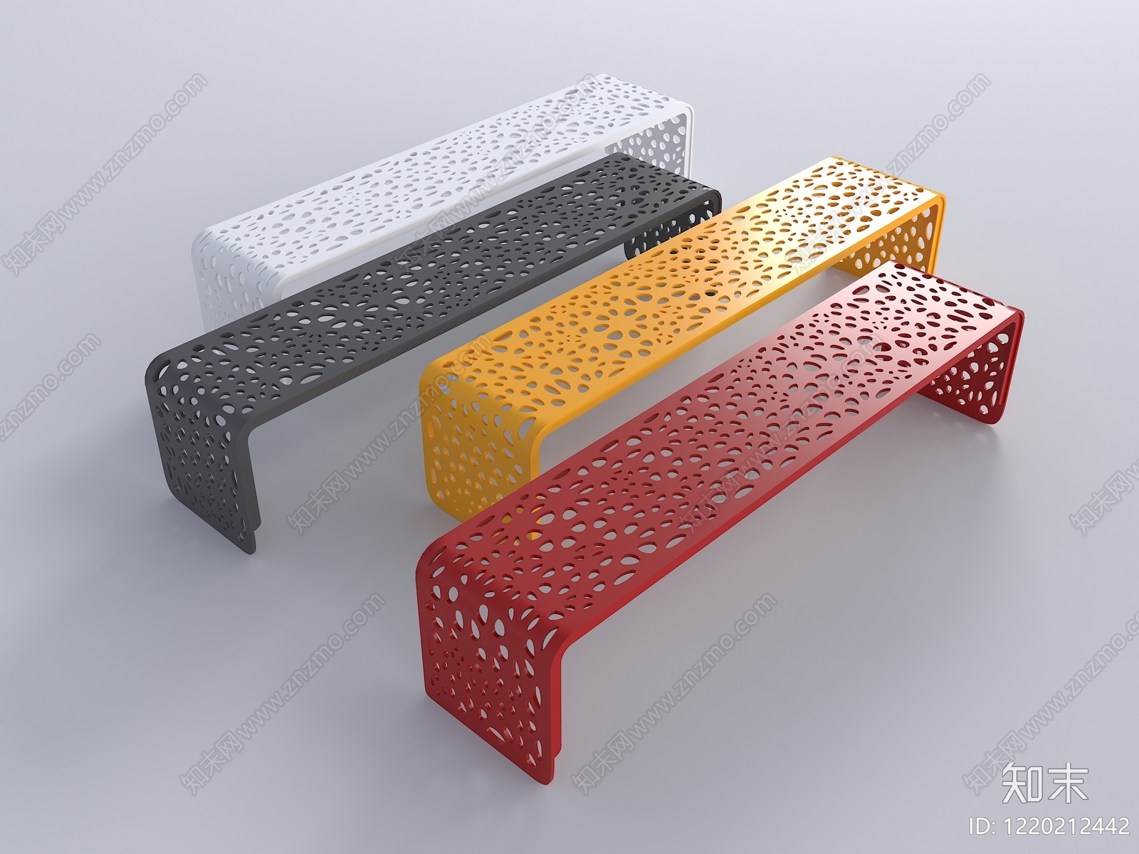 现代极简景观座椅3D模型渲染效果图