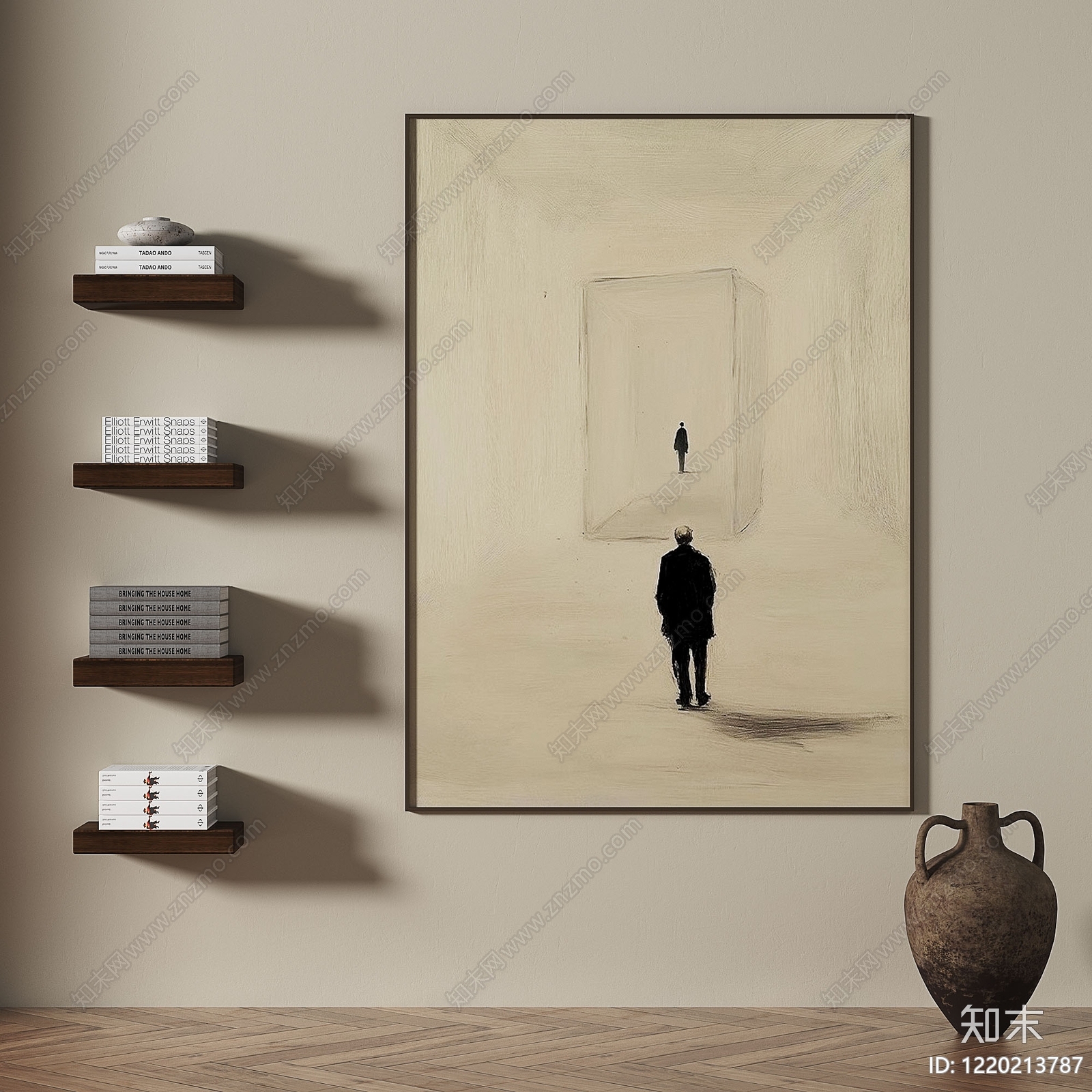 侘寂抽象简约挂画3D模型下载【ID:1220213787】
