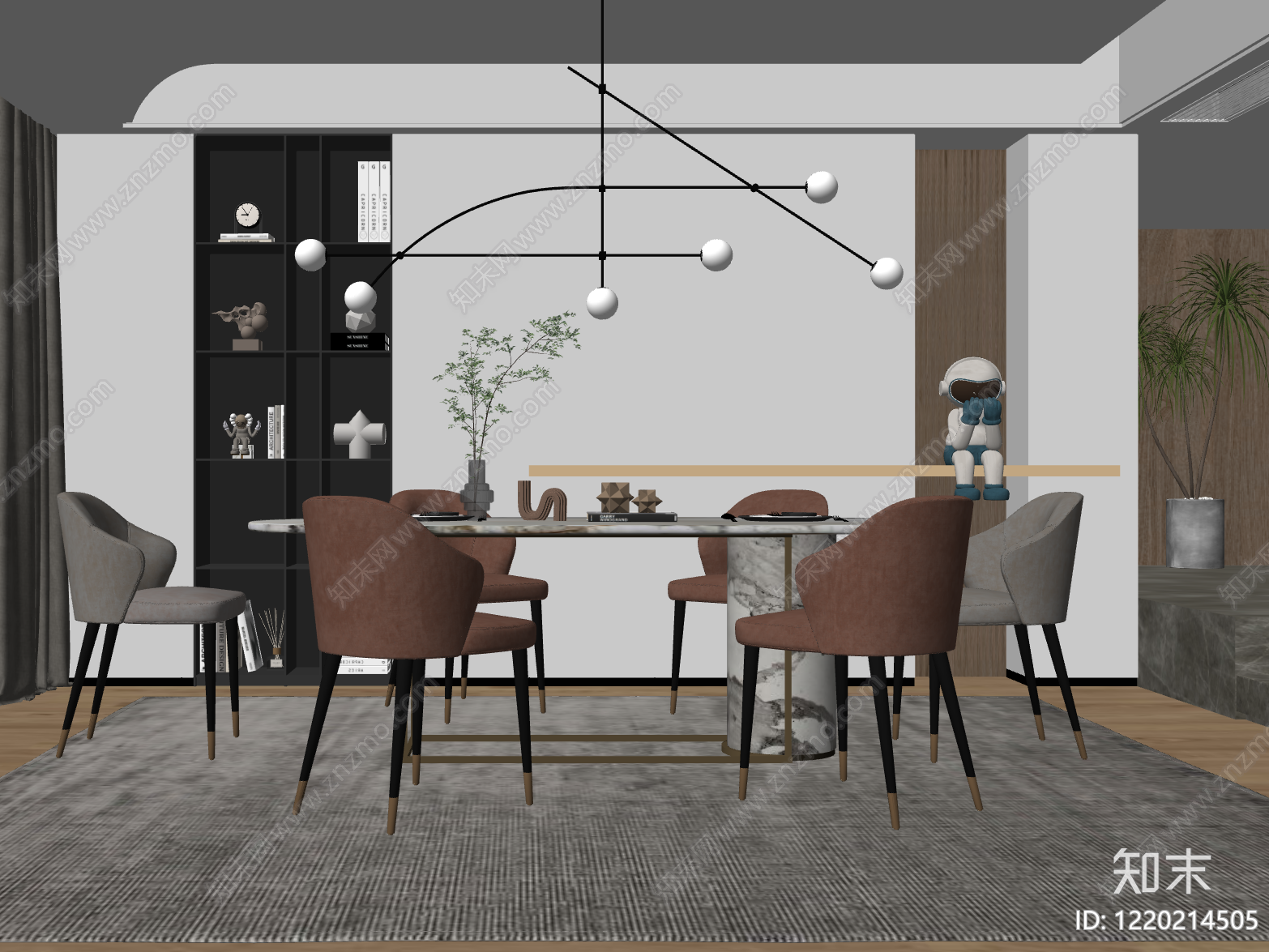 现代简约家居餐厅SU模型下载【ID:1220214505】