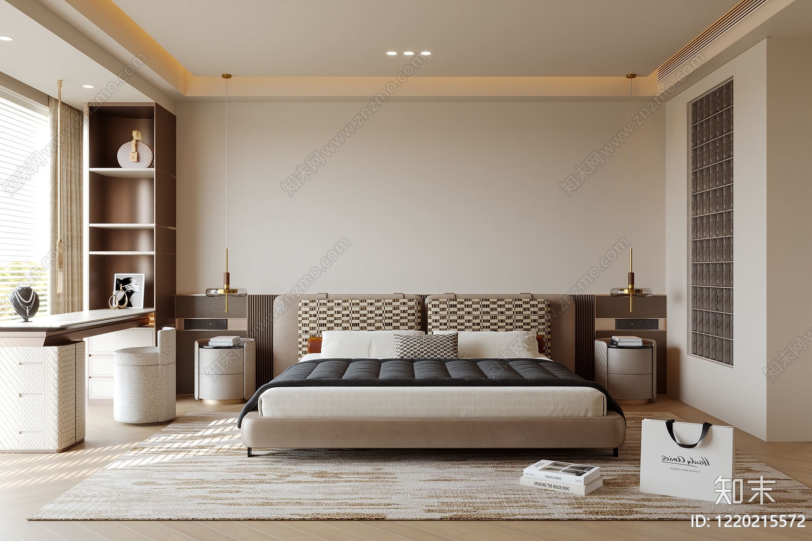 意式轻奢主卧SU模型下载【ID:1220215572】
