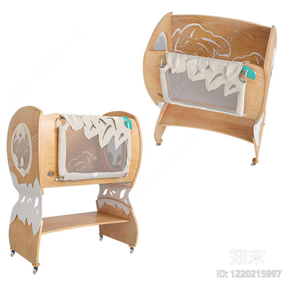 北欧婴儿床3D模型渲染效果图