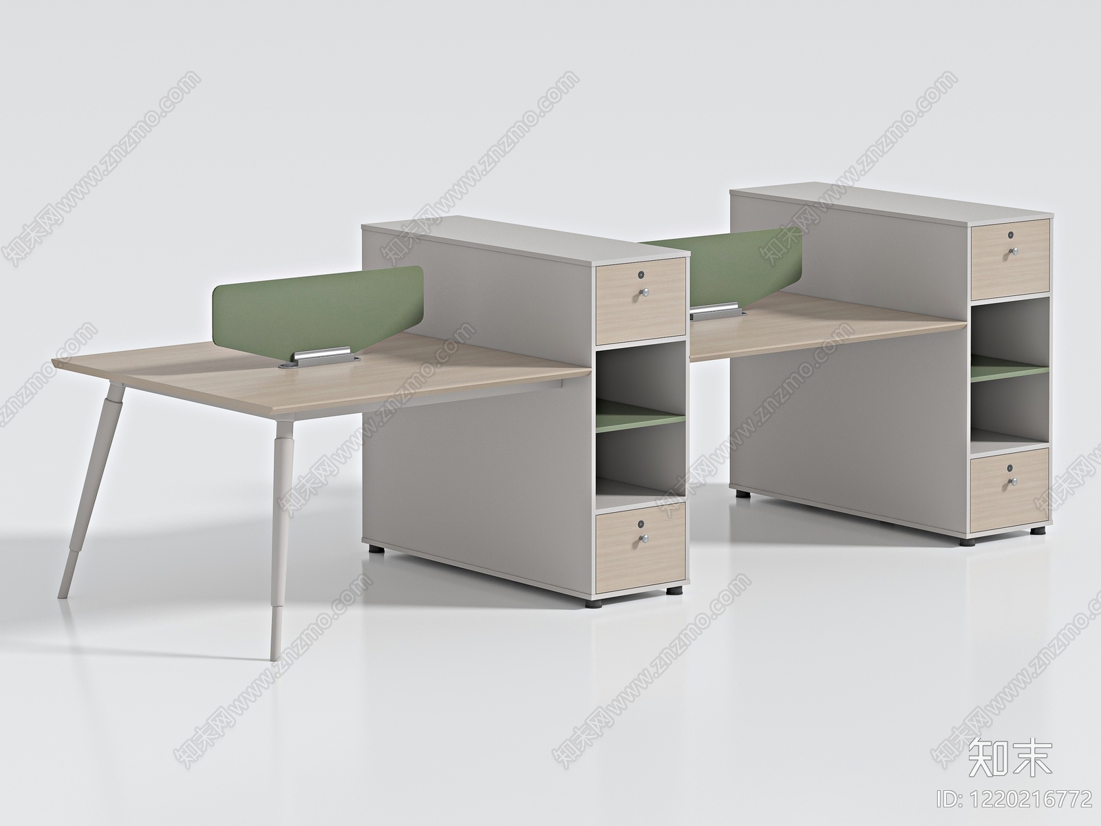 现代简约办公桌3D模型渲染效果图