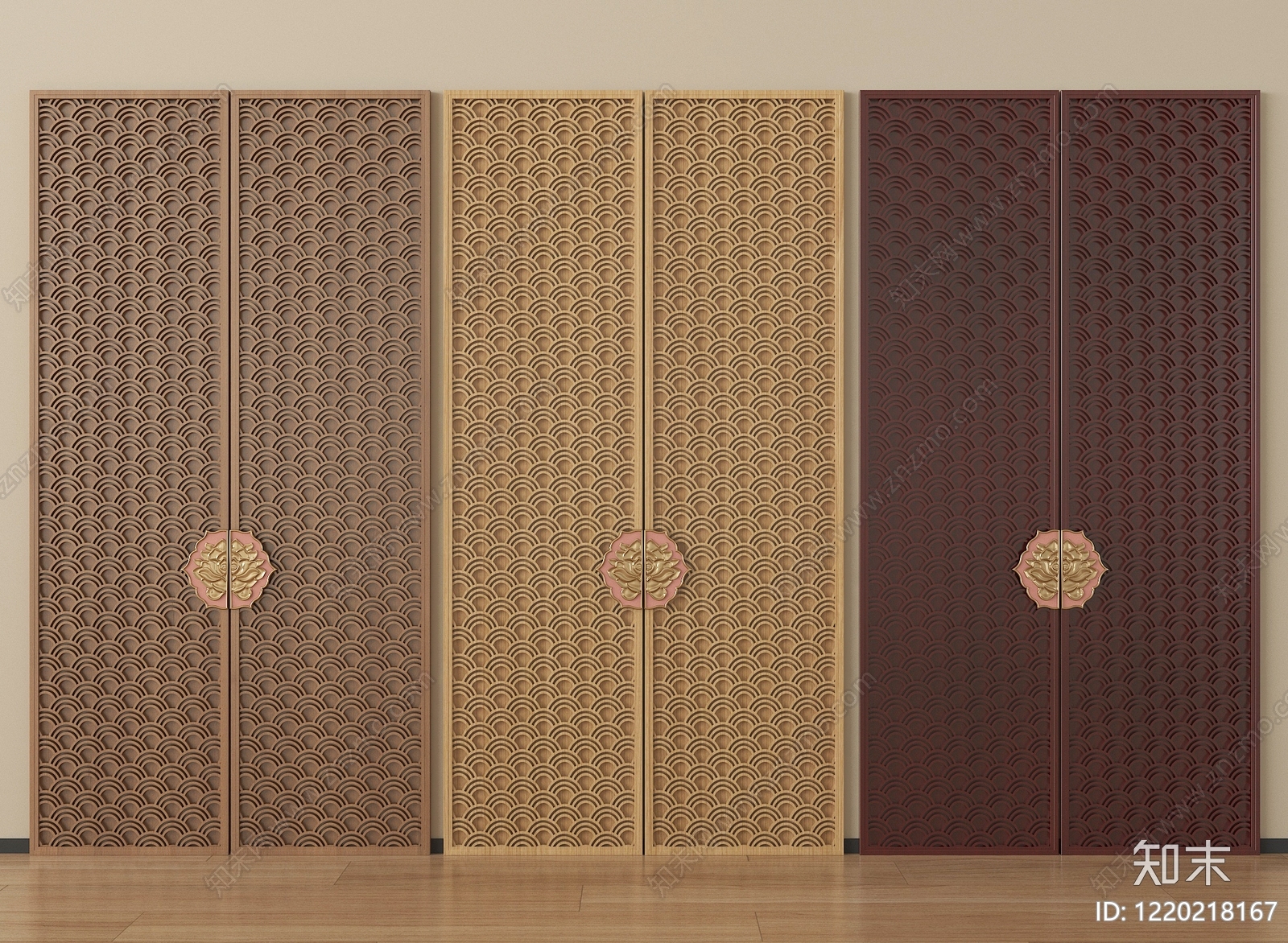 新中式护墙板3D模型下载【ID:1220218167】
