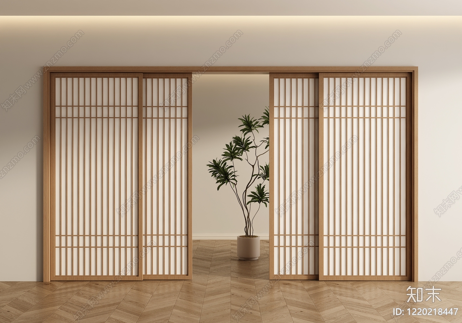 日式推拉门SU模型下载【ID:1220218447】