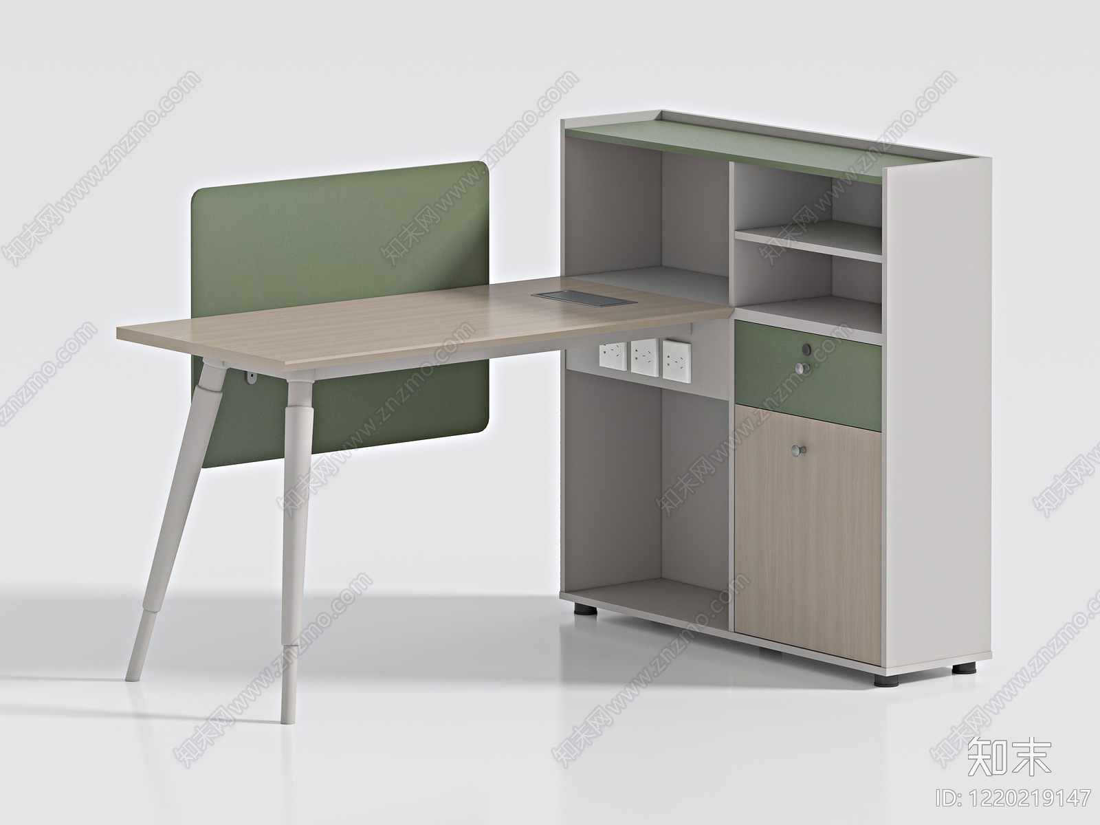 现代简约办公桌3D模型渲染效果图