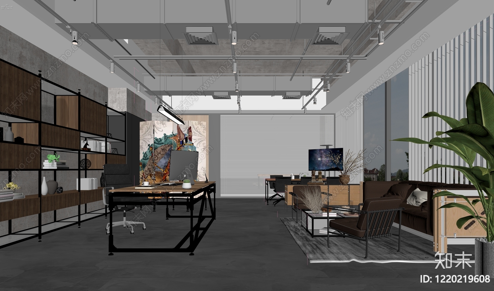 现代工业风经理办公室3D模型下载【ID:1220219608】