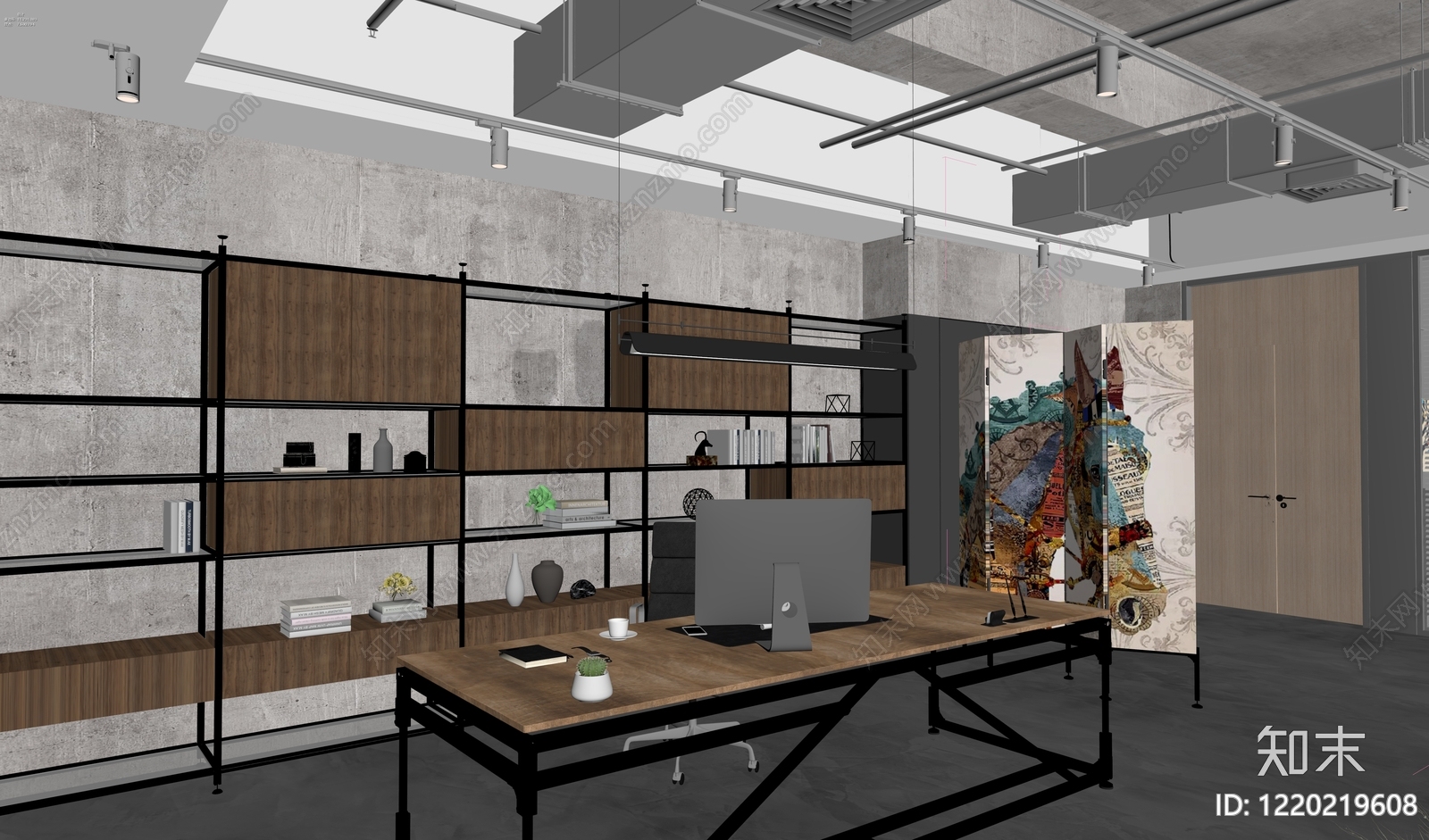 现代工业风经理办公室3D模型下载【ID:1220219608】