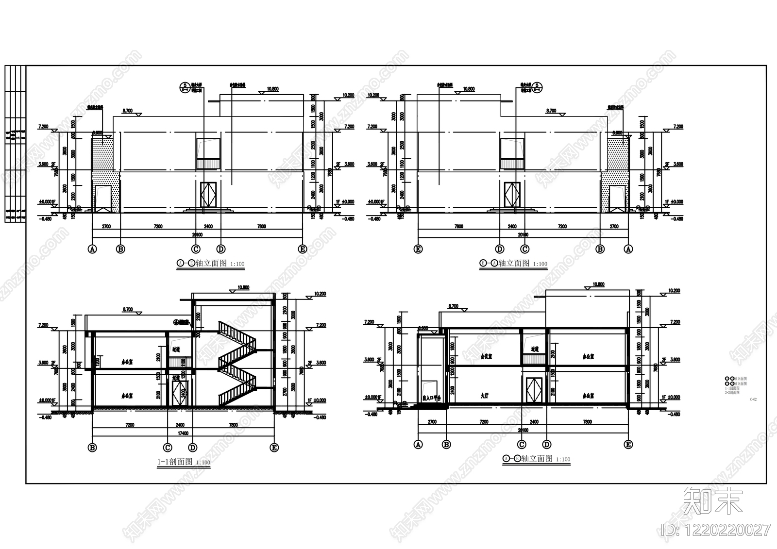 办公楼建筑cad施工图下载【ID:1220220027】
