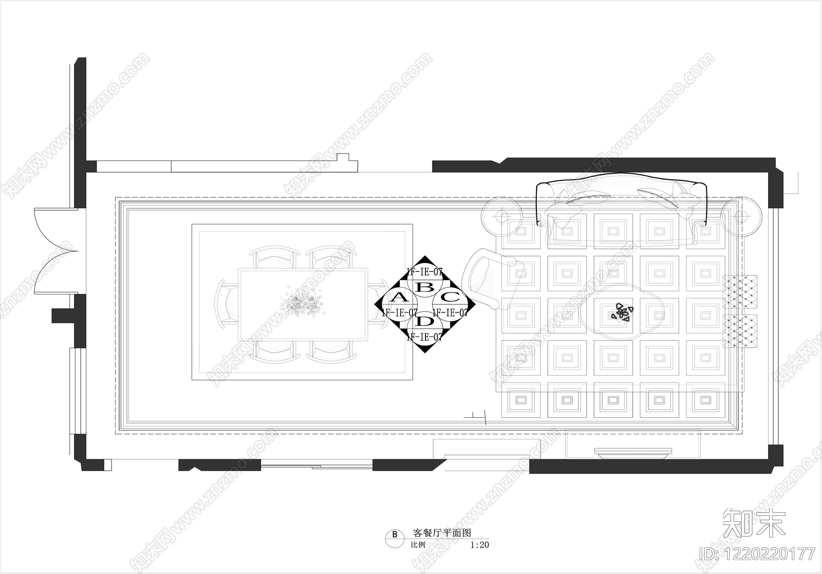 餐厅cad施工图下载【ID:1220220177】