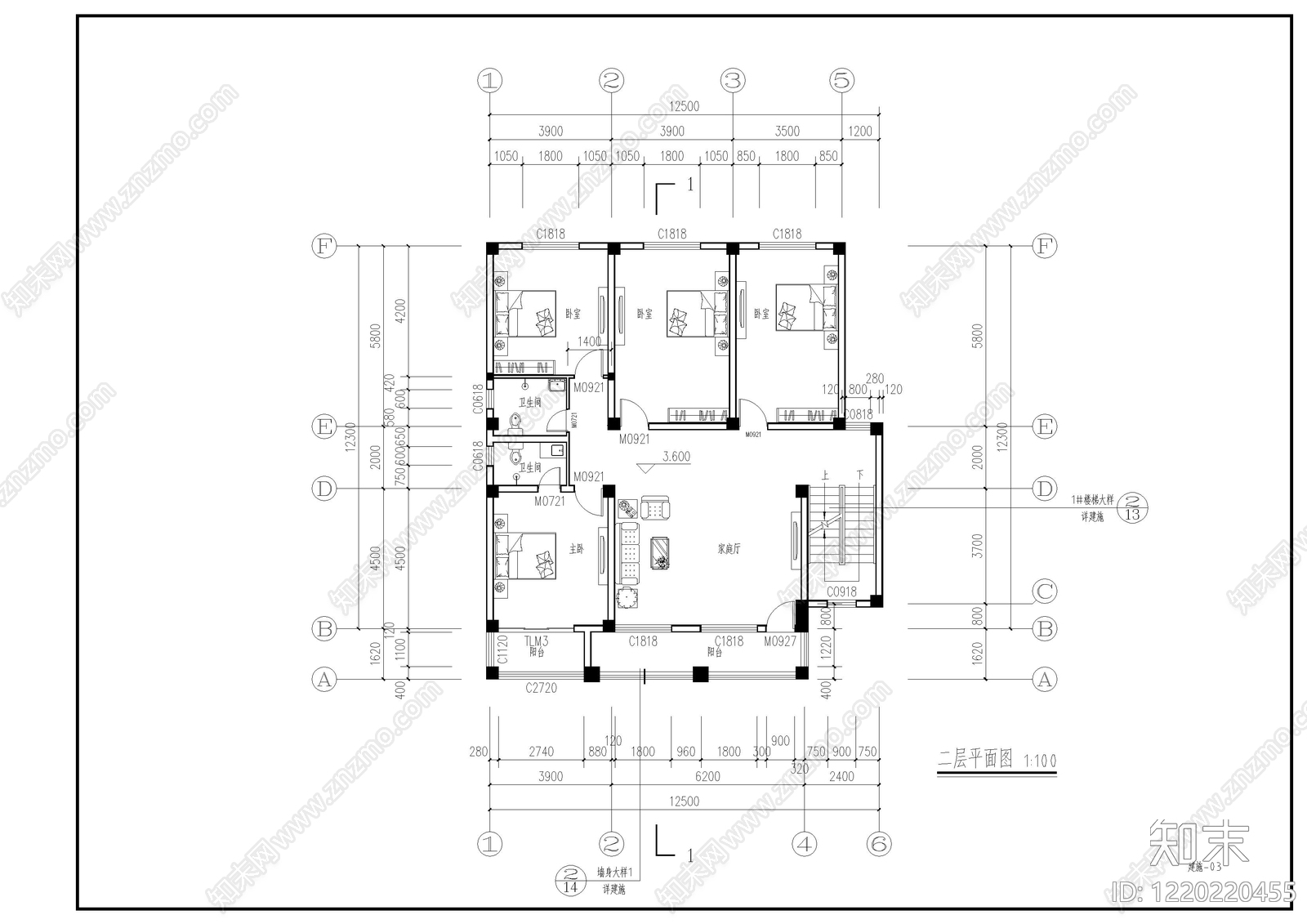 别墅建筑cad施工图下载【ID:1220220455】