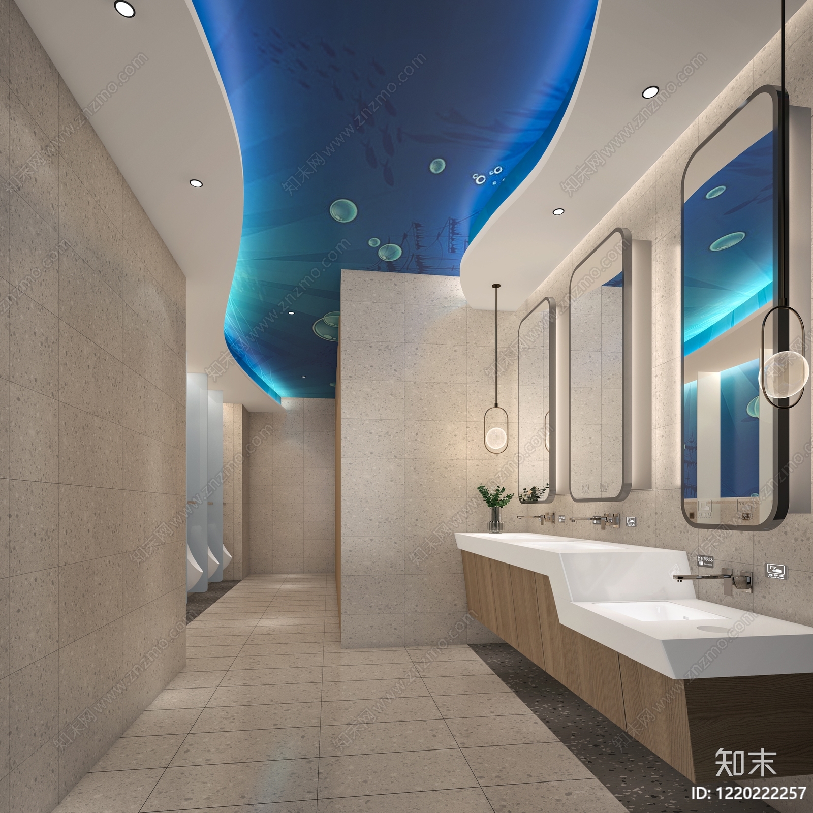 现代简约公共卫生间3D模型下载【ID:1220222257】