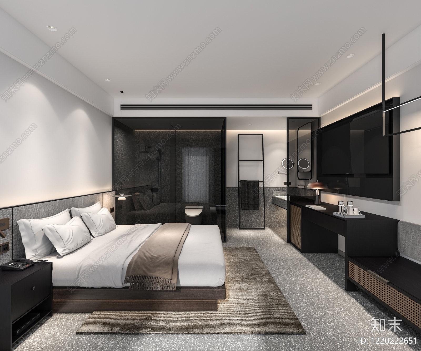 侘寂酒店客房3D模型下载【ID:1220222651】