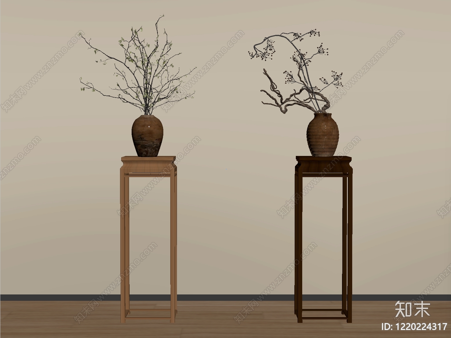侘寂花艺SU模型下载【ID:1220224317】