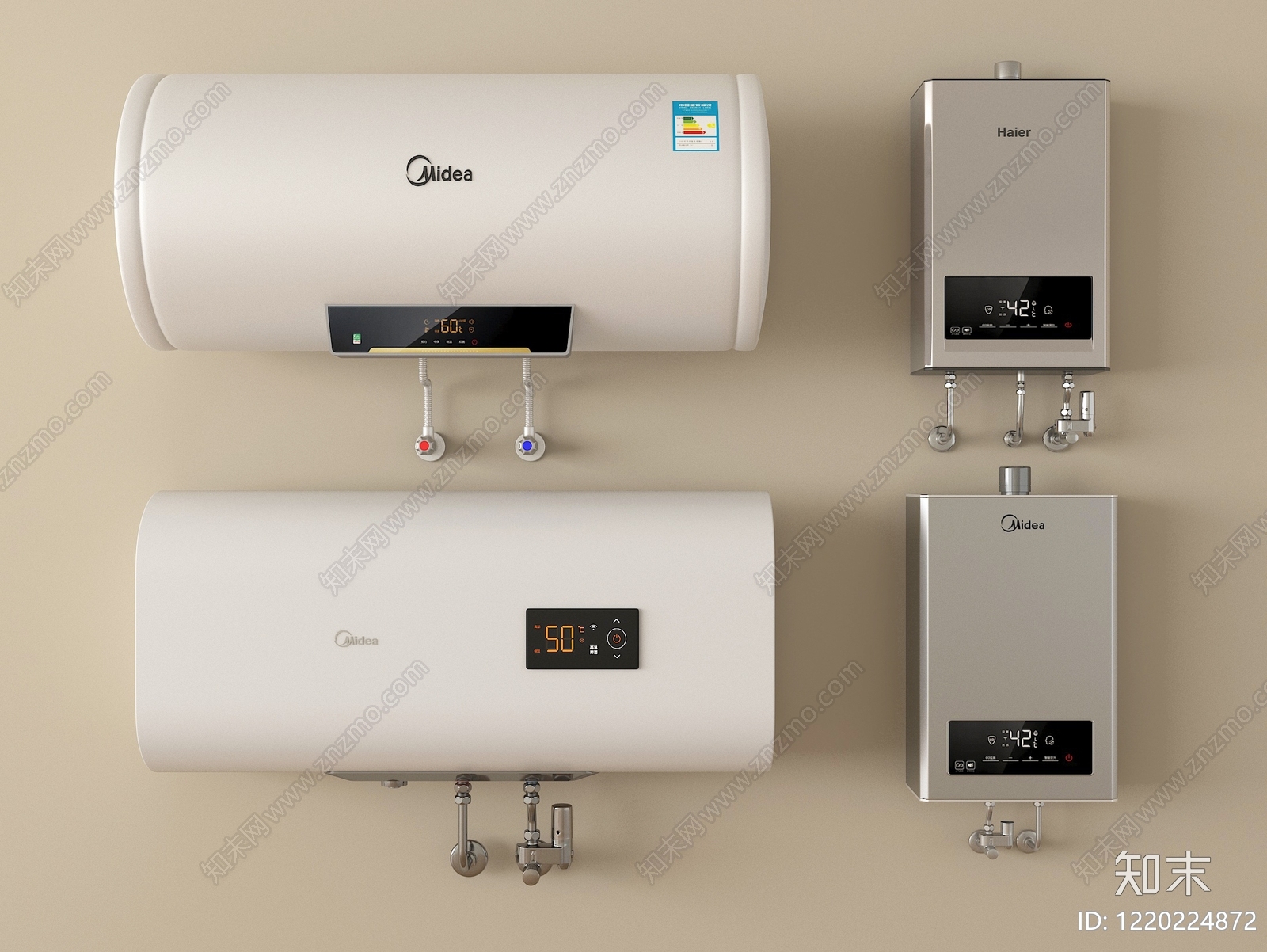 现代简约热水器3D模型渲染效果图