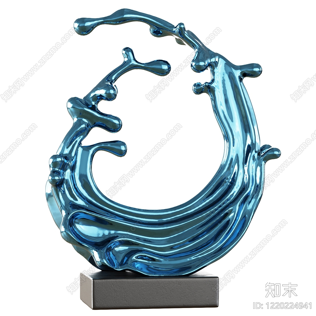 现代抽象雕塑摆件3D模型渲染效果图
