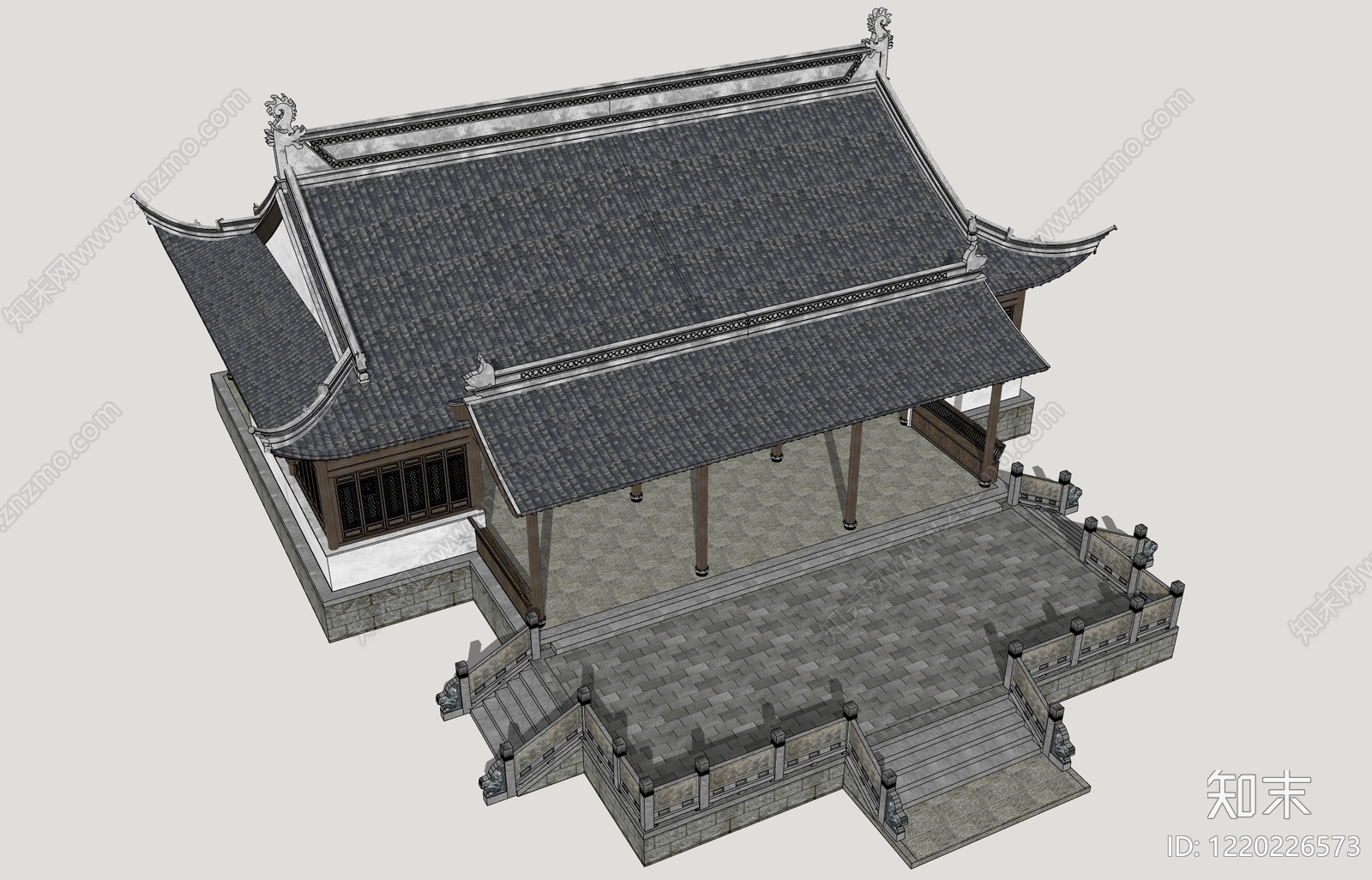 中式古建筑SU模型下载【ID:1220226573】