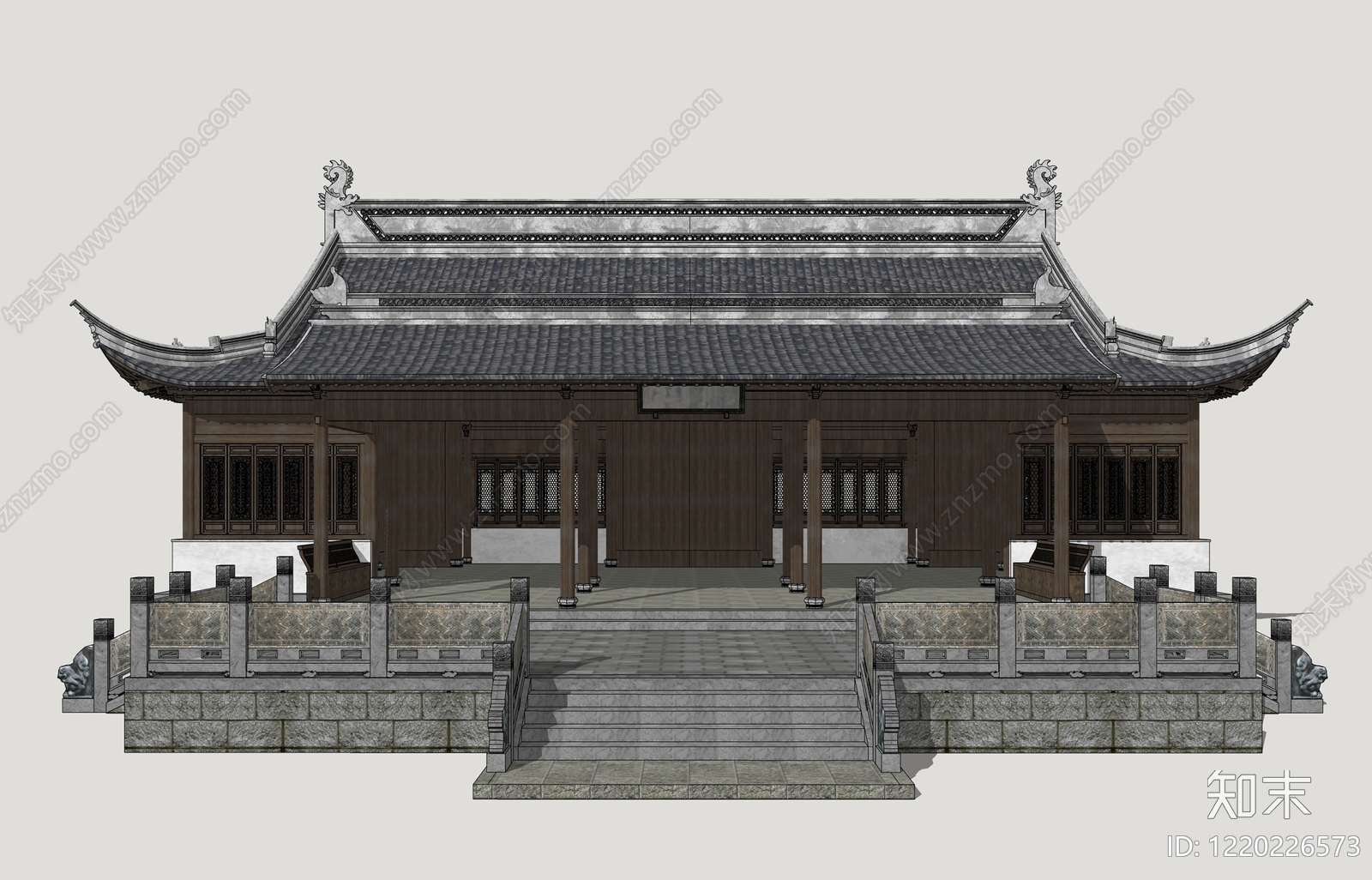 中式古建筑SU模型下载【ID:1220226573】