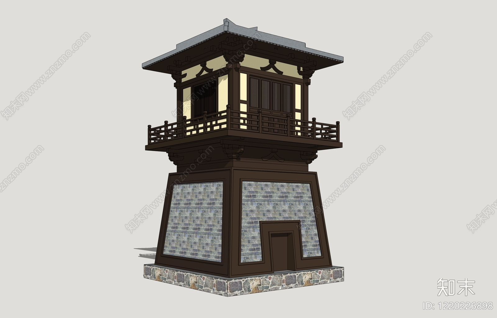 新中式古建筑SU模型下载【ID:1220226898】