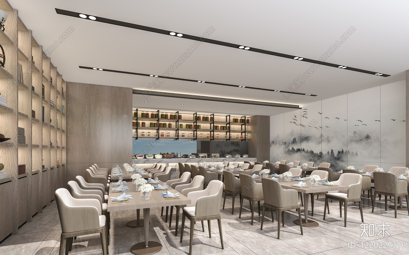 新中式酒店餐厅3D模型下载【ID:1220227316】