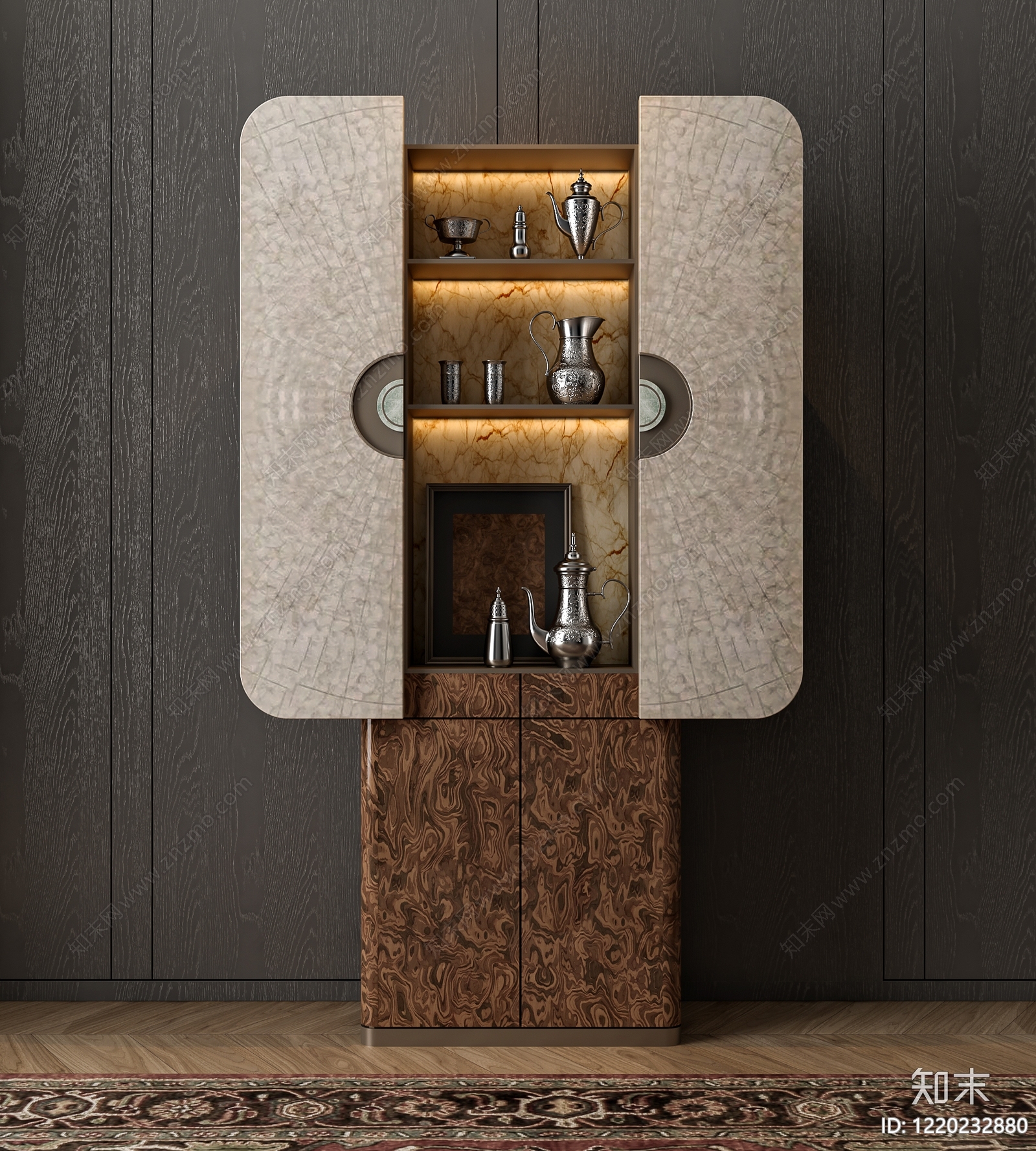 意式轻奢酒柜3D模型下载【ID:1220232880】