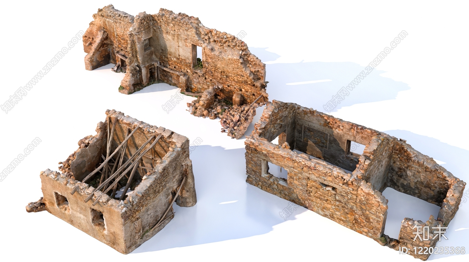 侘寂古建3D模型渲染效果图