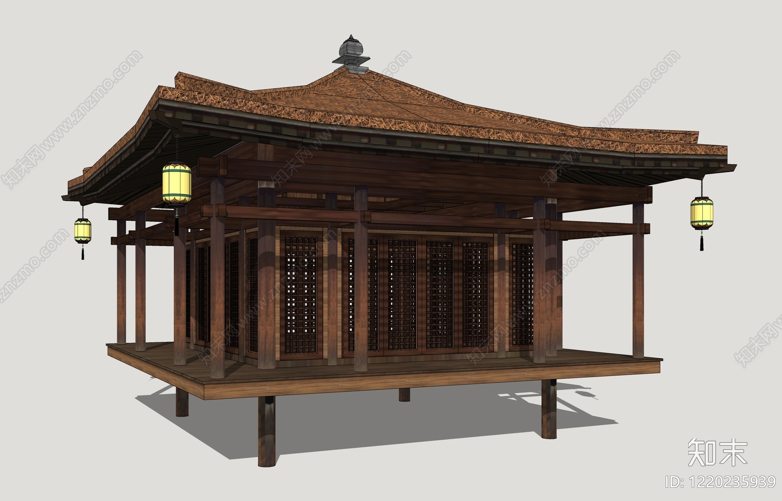 中式古建筑SU模型下载【ID:1220235939】