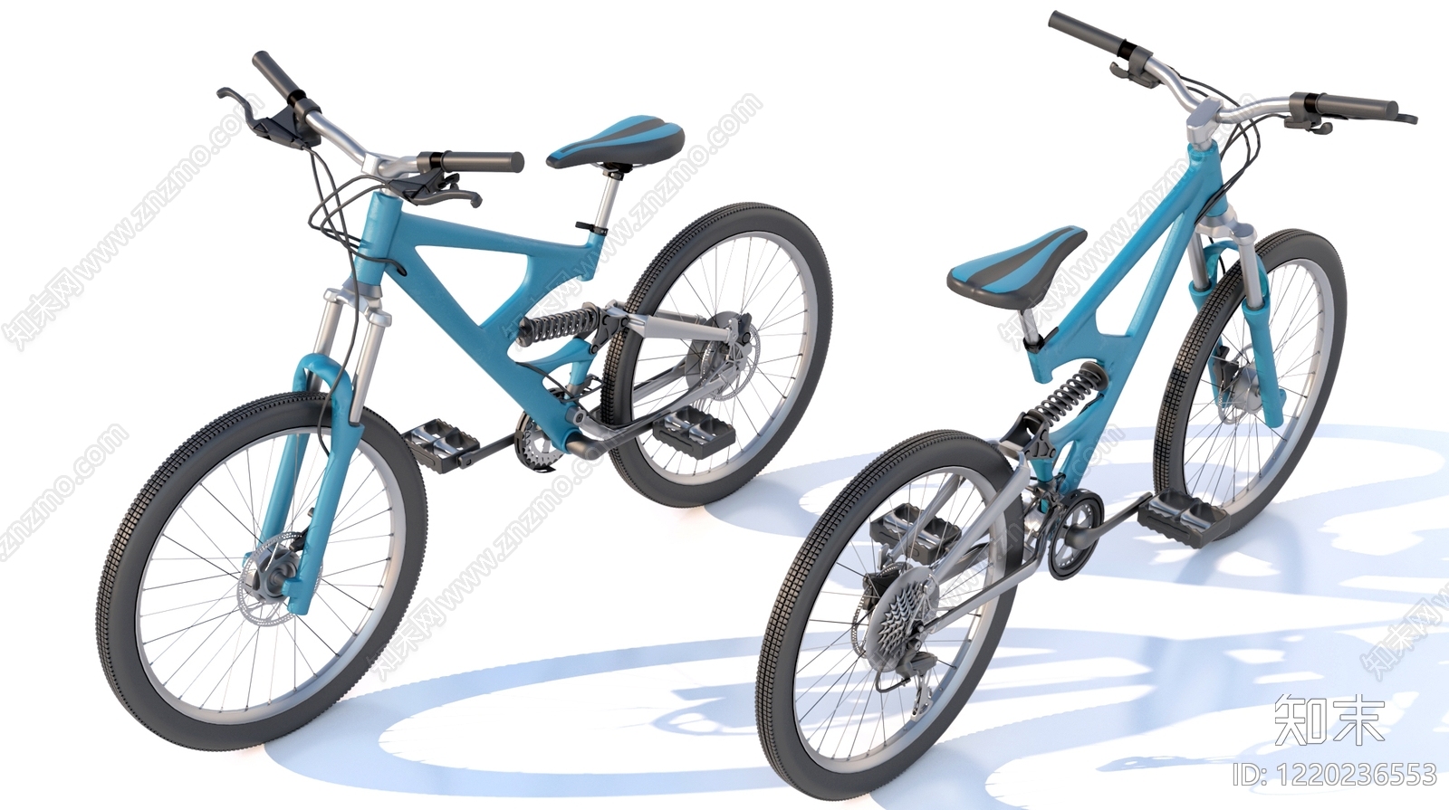 现代工业风自行车3D模型渲染效果图