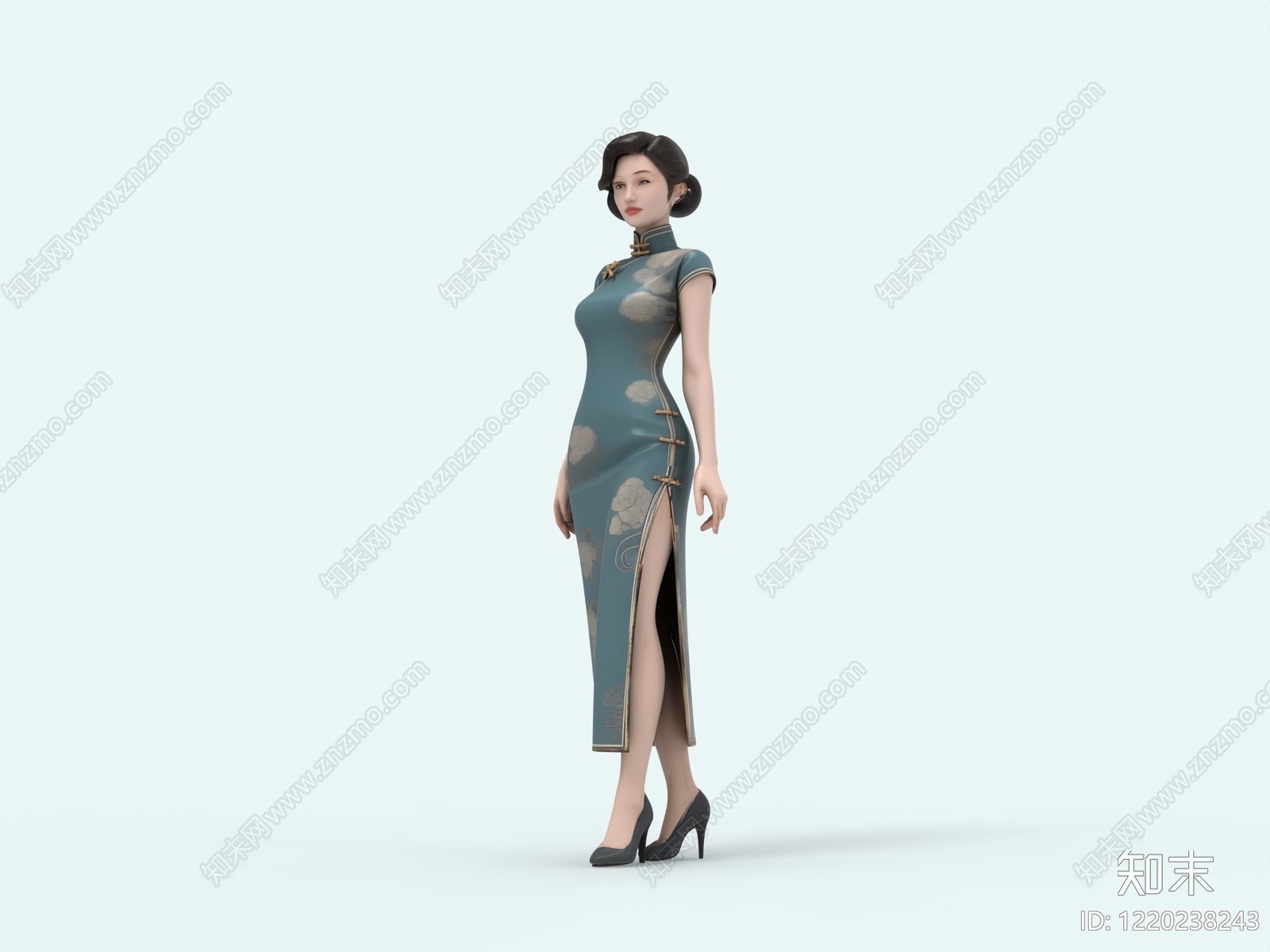 新中式虚拟人物SU模型下载【ID:1220238243】