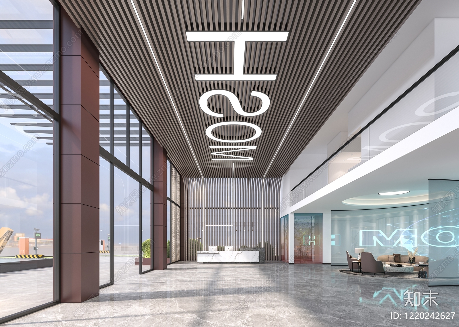 极简办公大厅3D模型下载【ID:1220242627】