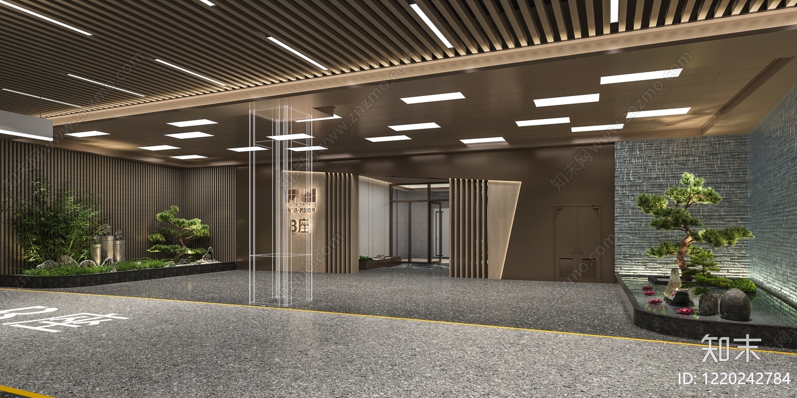 新中式室内停车场3D模型下载【ID:1220242784】