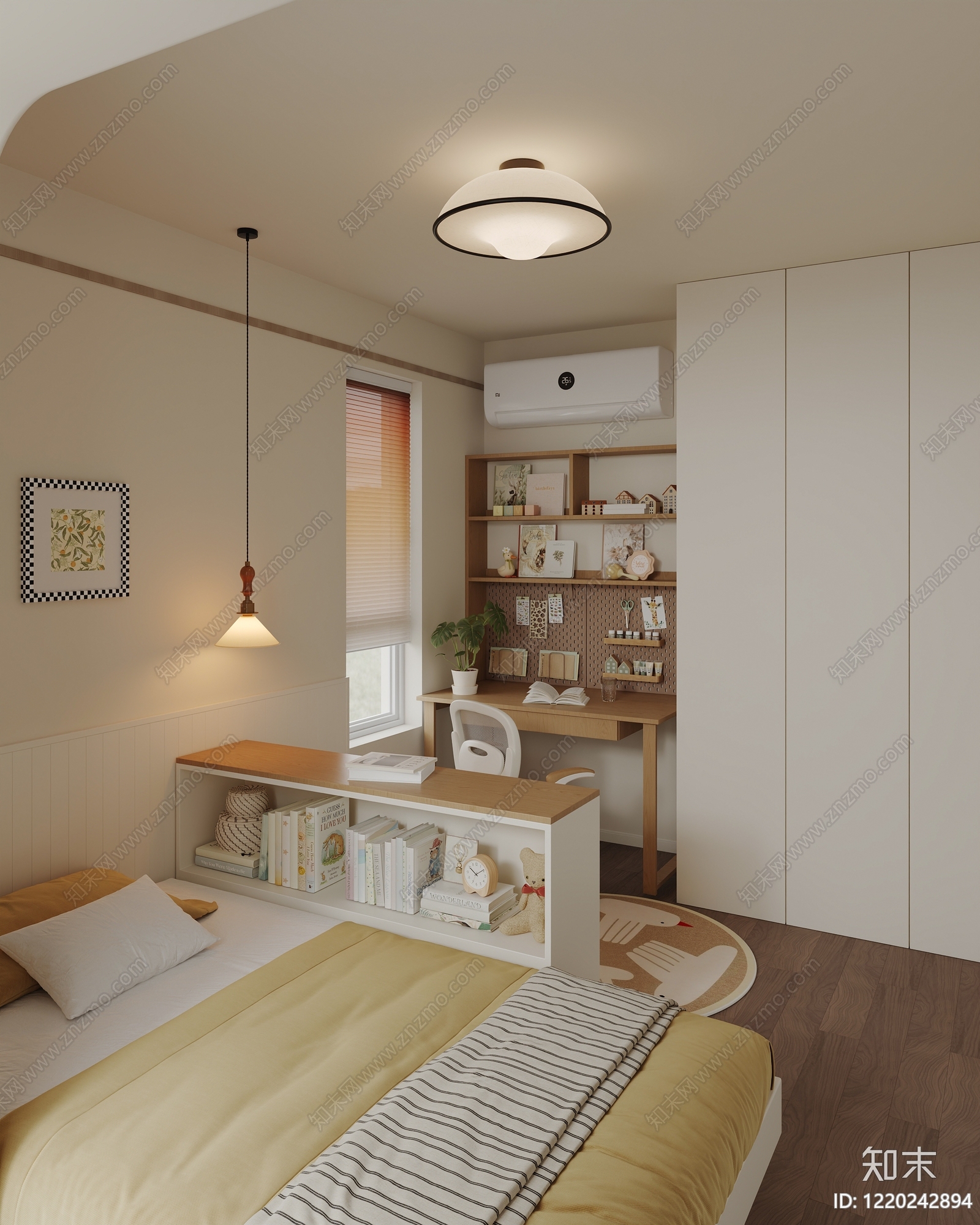 奶油风通用儿童房3D模型下载【ID:1220242894】