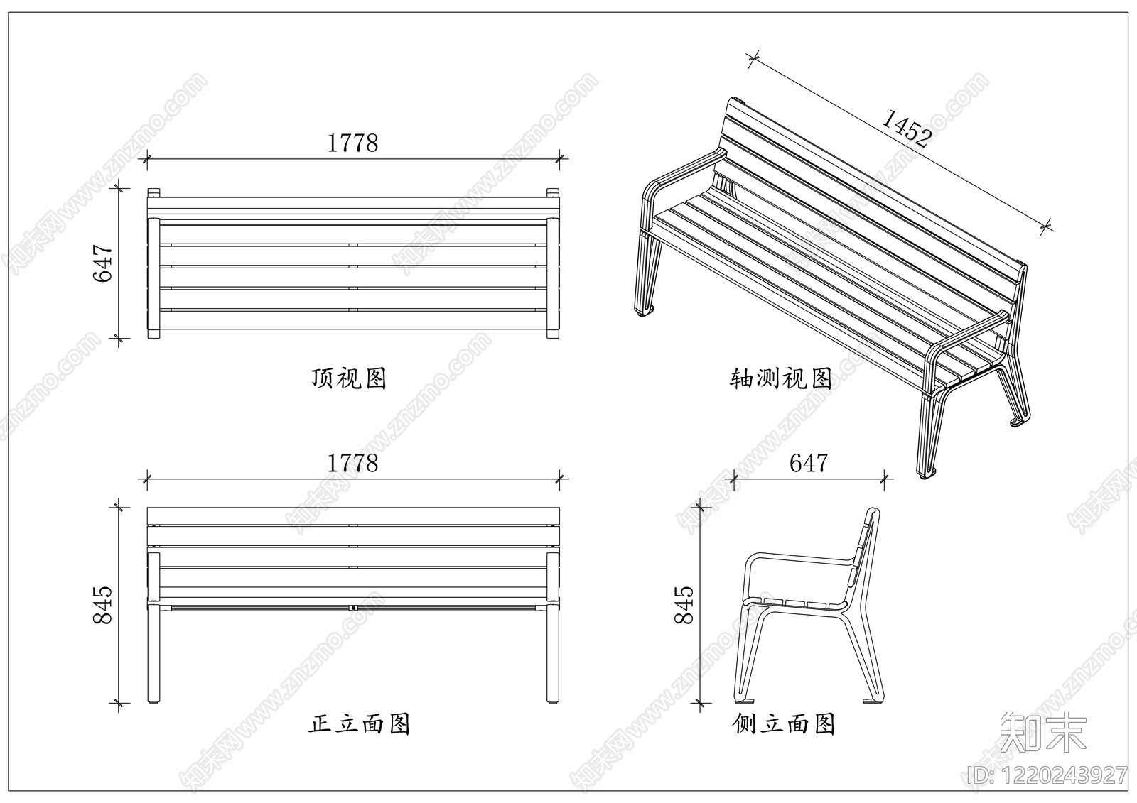 座凳图库cad施工图下载【ID:1220243927】