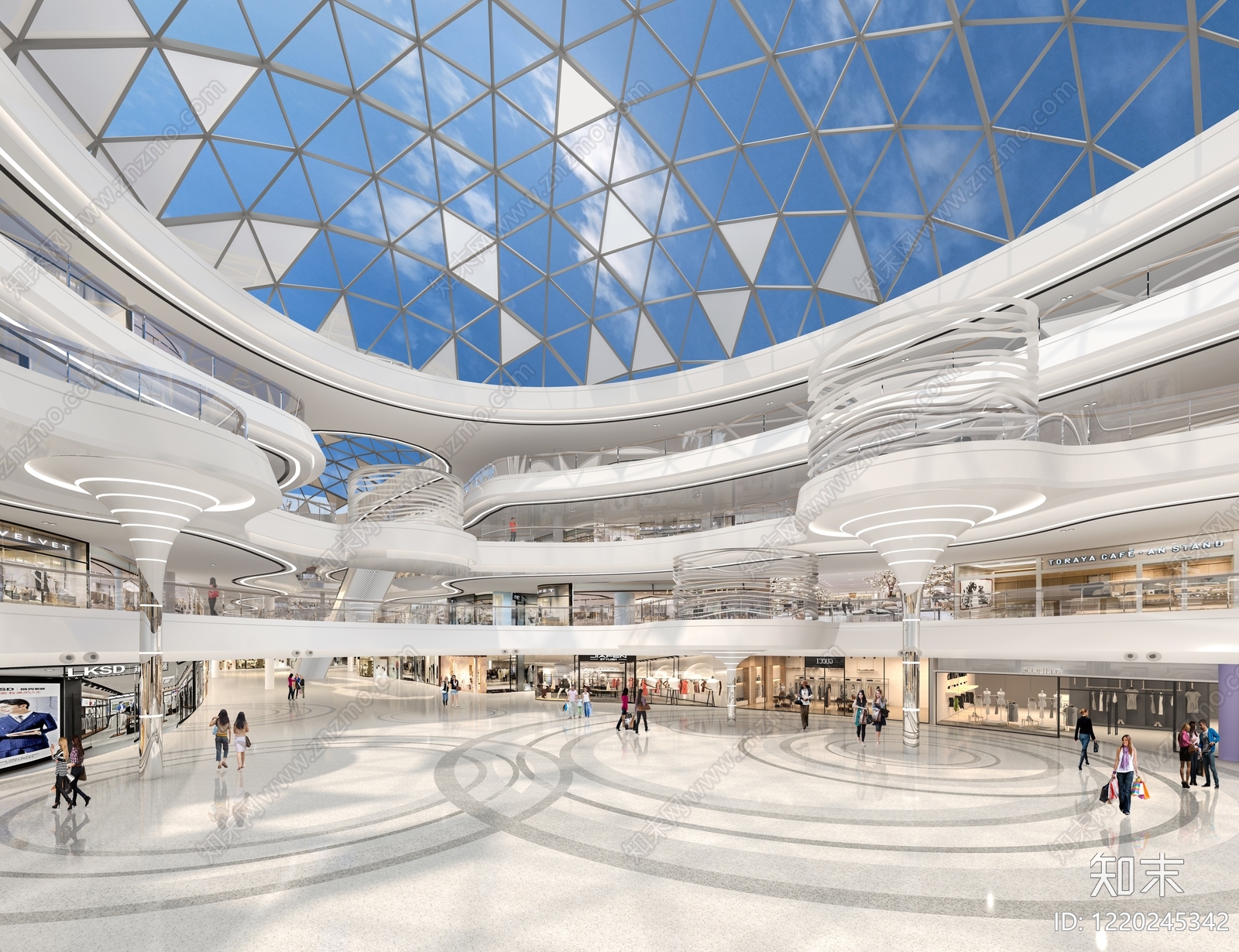 现代主义商场3D模型渲染效果图