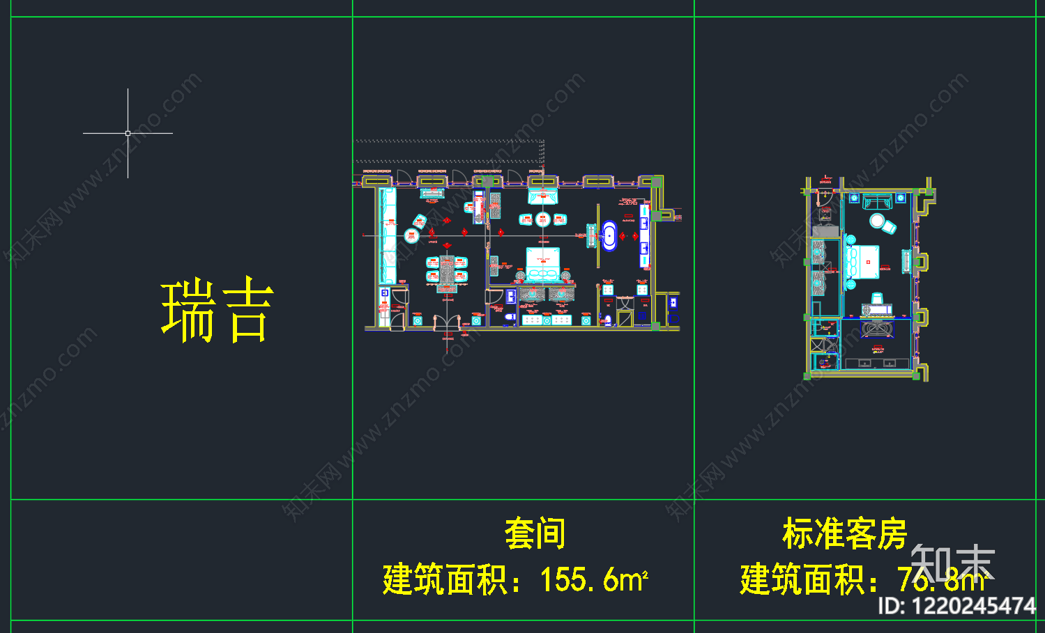 酒店客房cad施工图下载【ID:1220245474】