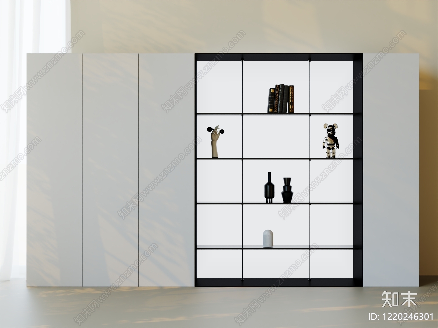极简书柜3D模型下载【ID:1220246301】