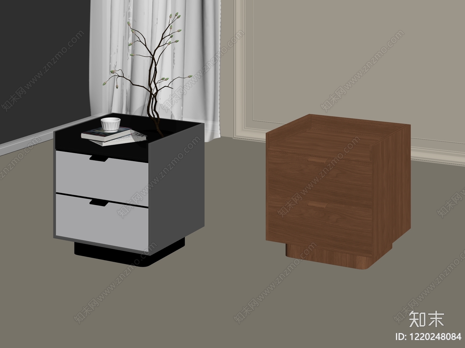 现代简约床头柜3D模型下载【ID:1220248084】