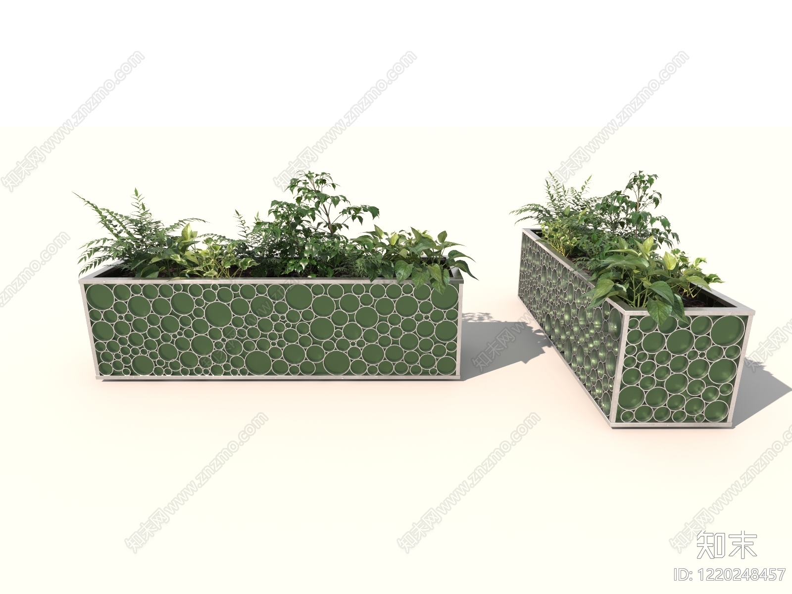 现代主义绿植摆件3D模型渲染效果图