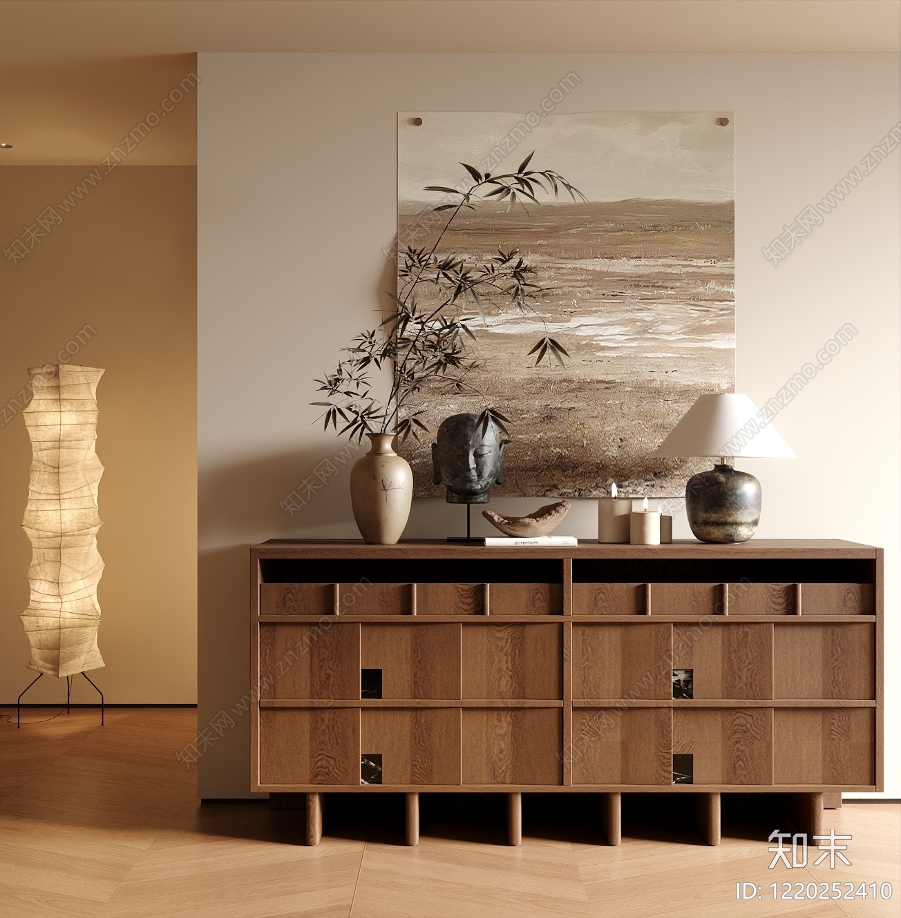 侘寂玄关柜SU模型下载【ID:1220252410】