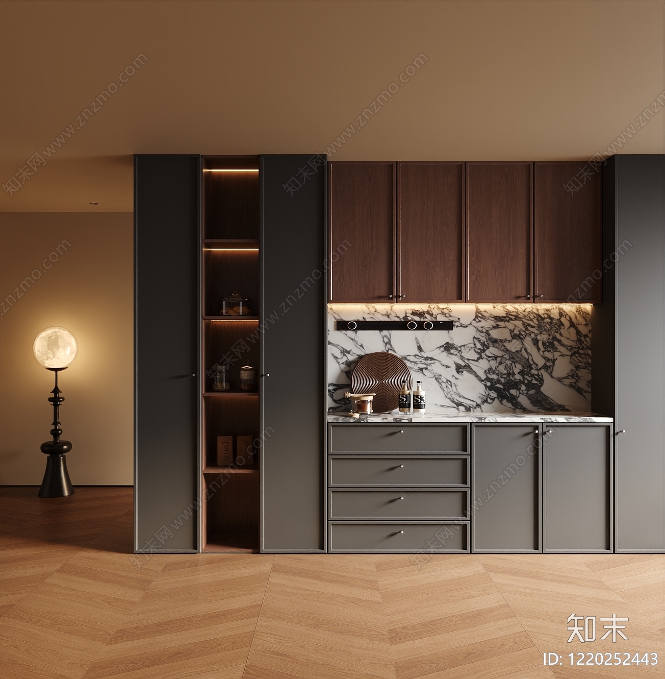 意式餐边柜SU模型下载【ID:1220252443】
