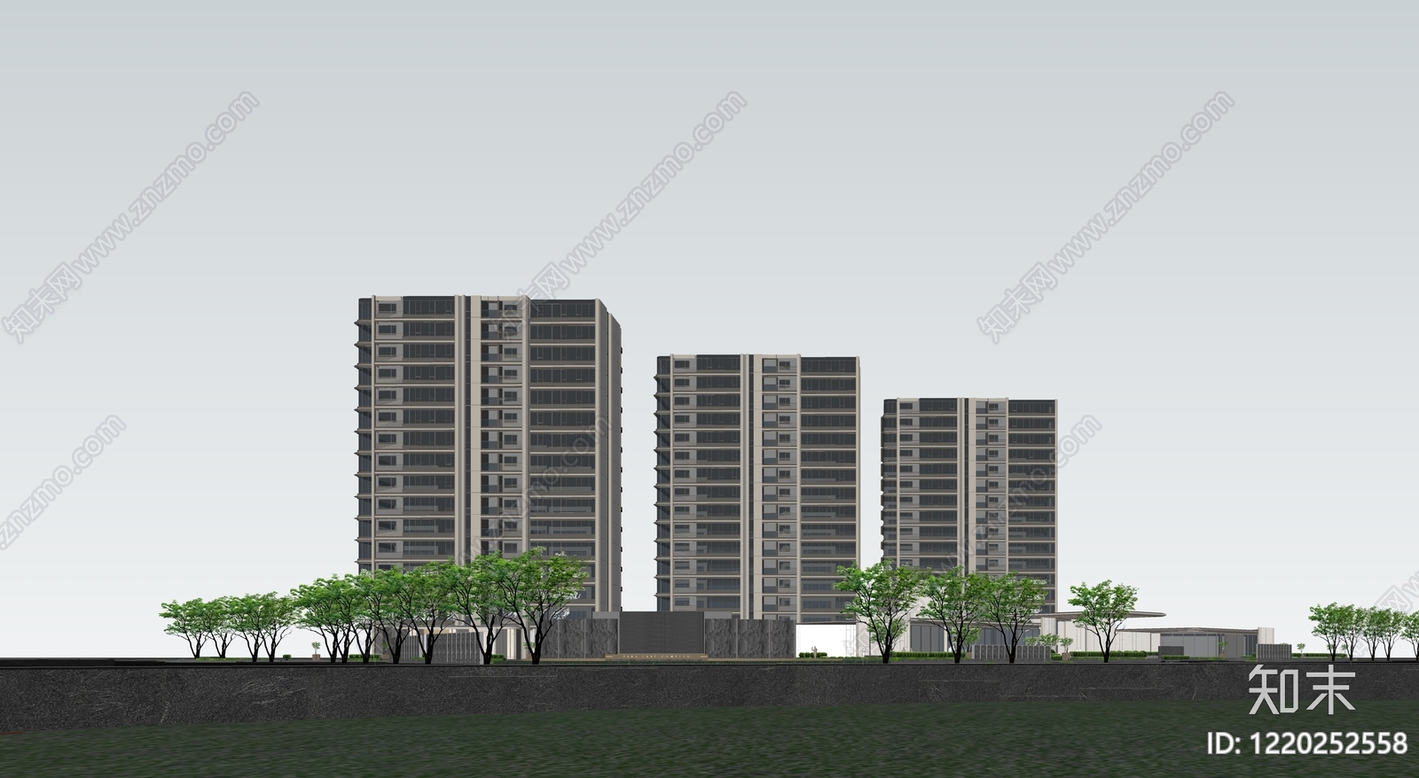 极简主义小区建筑SU模型下载【ID:1220252558】