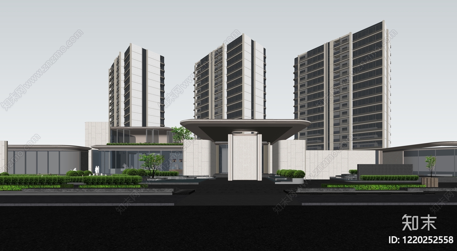 极简主义小区建筑SU模型下载【ID:1220252558】