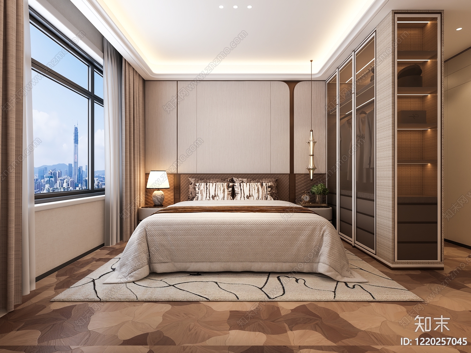 意式轻奢主卧3D模型下载【ID:1220257045】