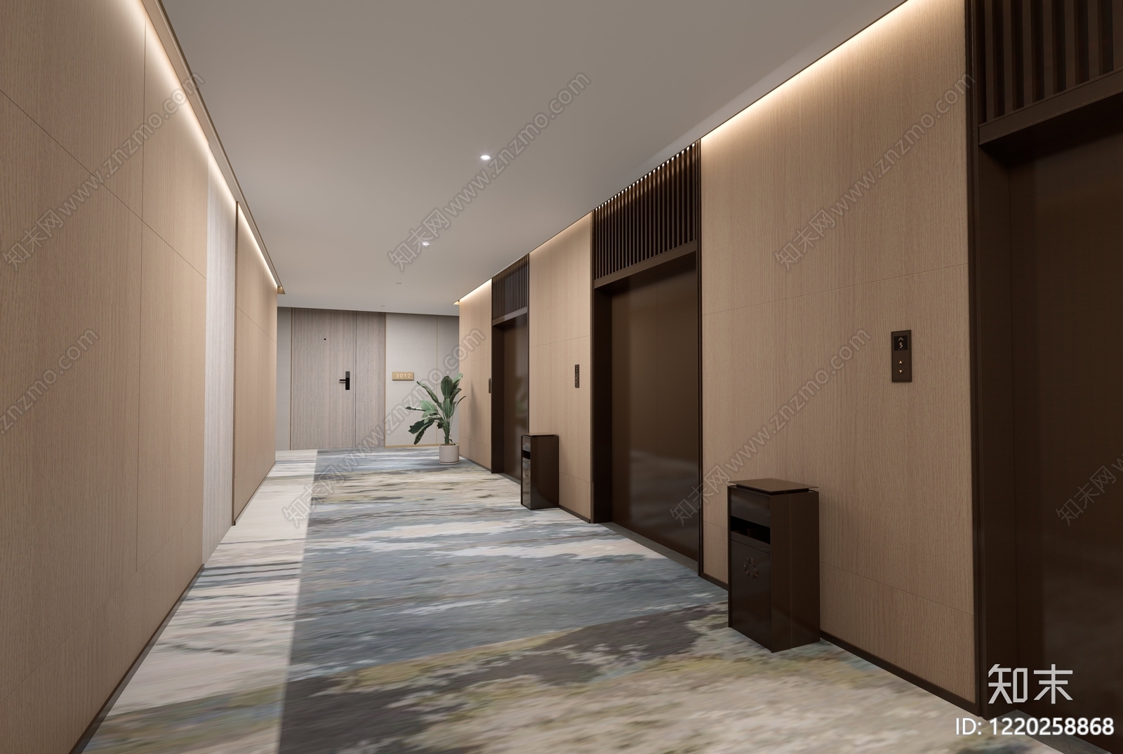 现代简约酒店走廊SU模型下载【ID:1220258868】