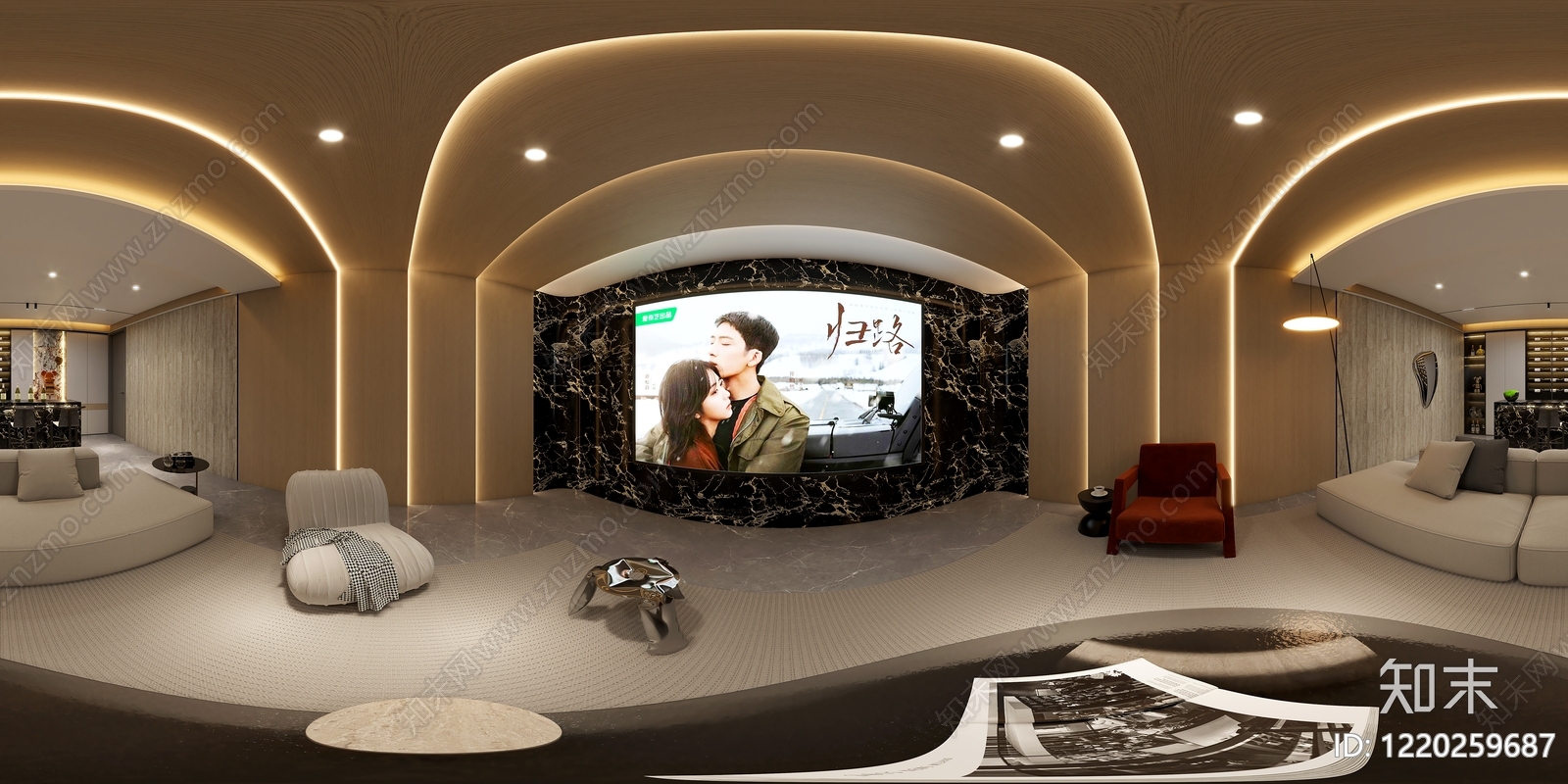 现代简约影音室3D模型下载【ID:1220259687】