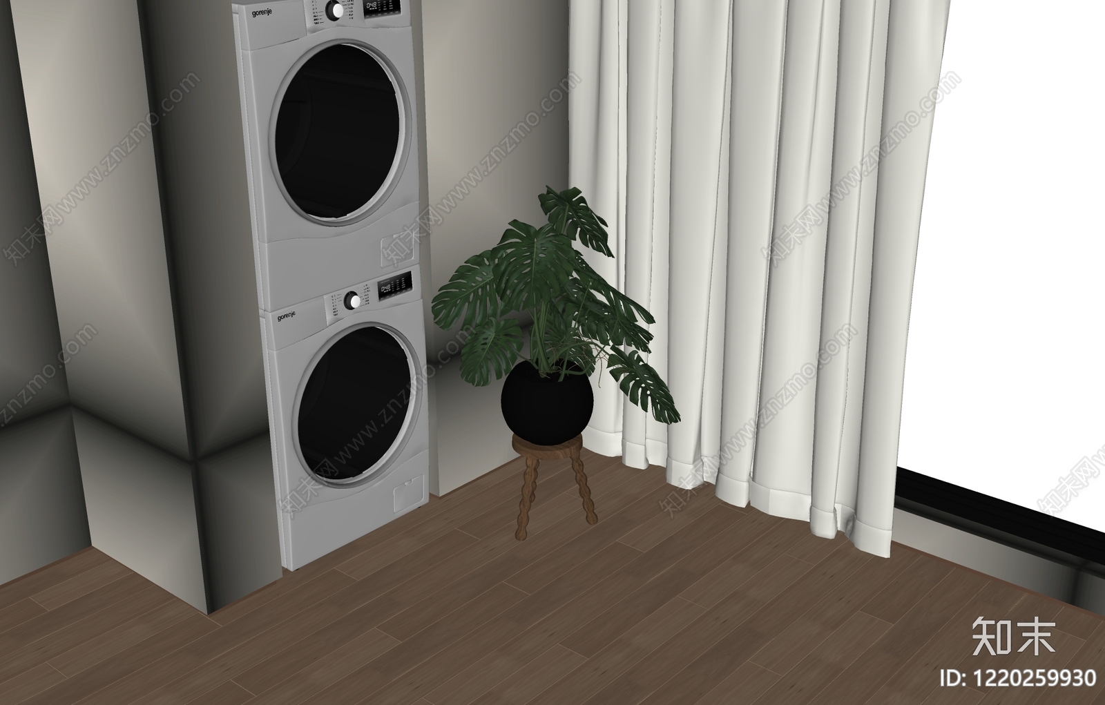奶油风盆栽SU模型下载【ID:1220259930】