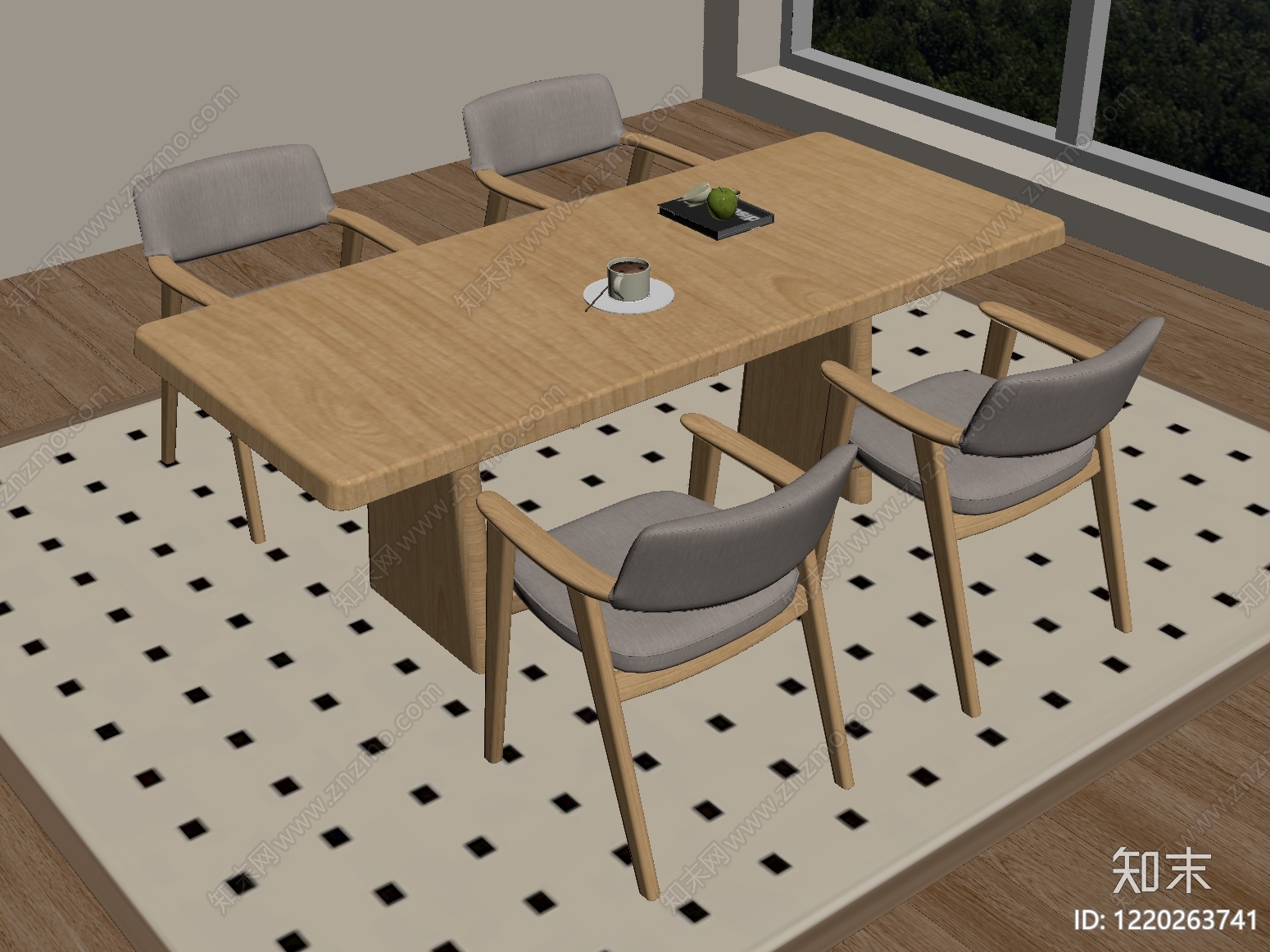 北欧餐桌椅SU模型下载【ID:1220263741】