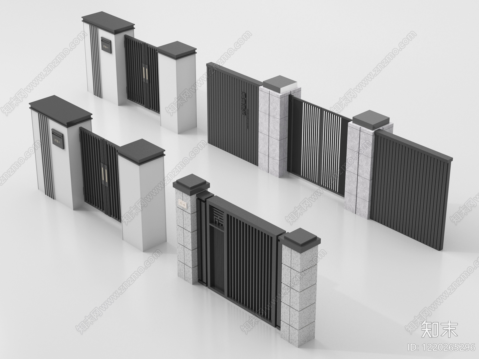 新中式大门3D模型渲染效果图